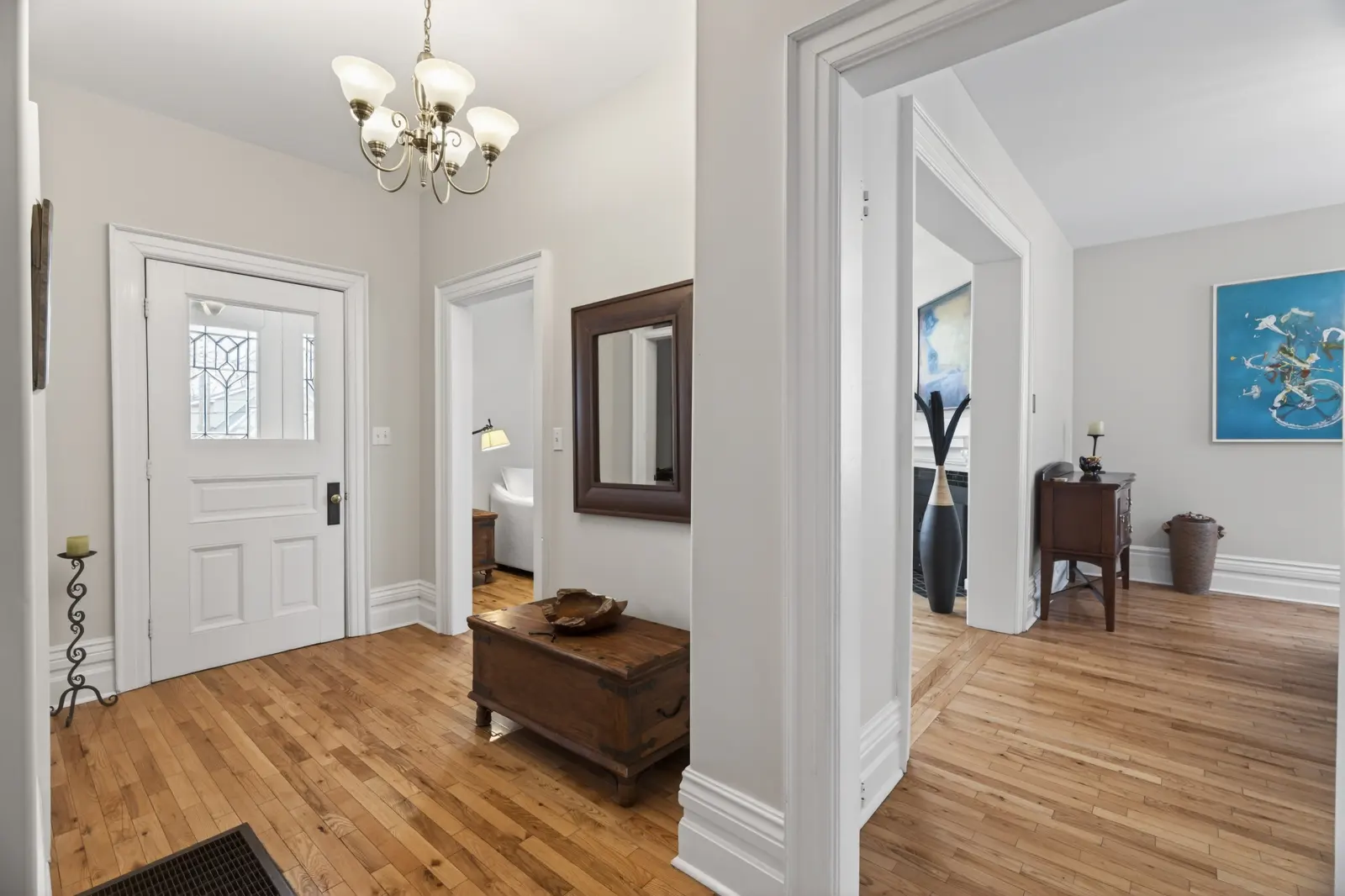 Front hall with hardwood floors