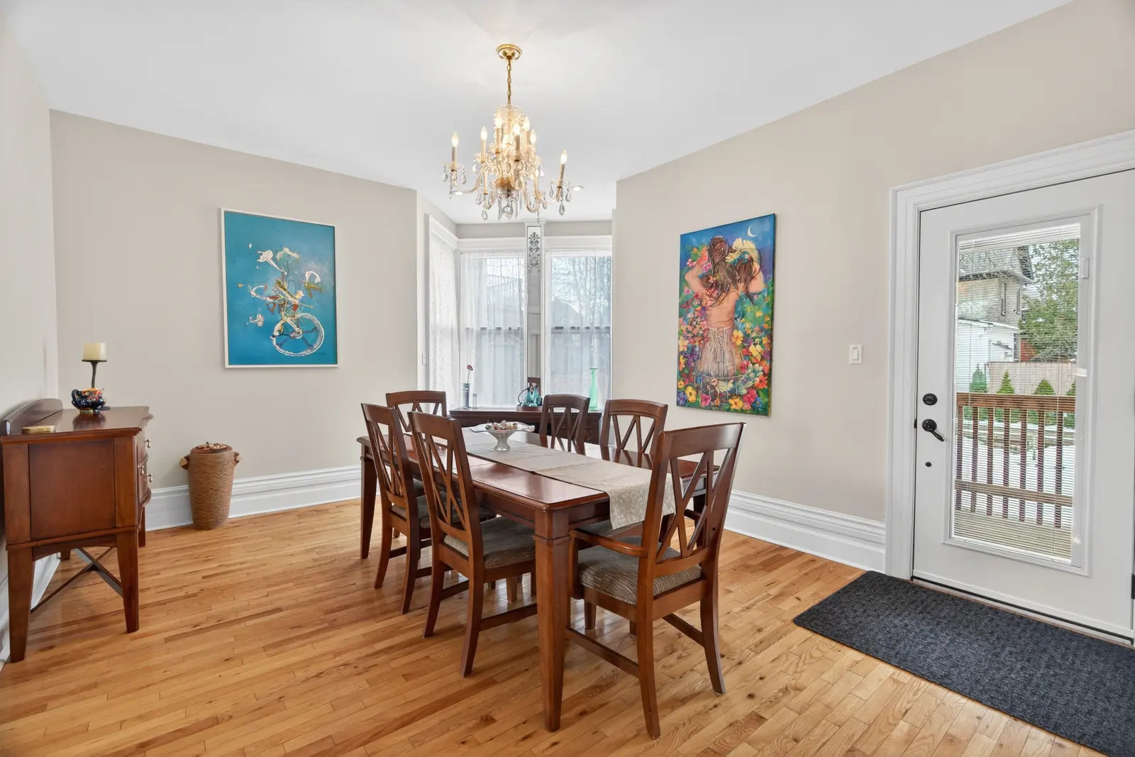 Dining room with a chandelier