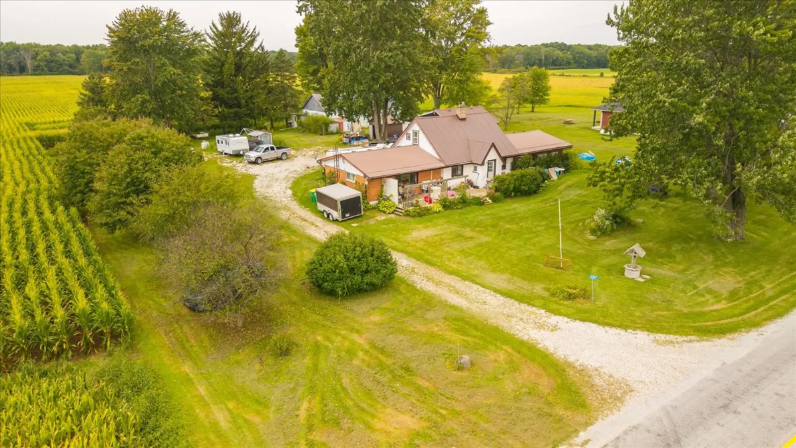 The house and outbuildings from the air