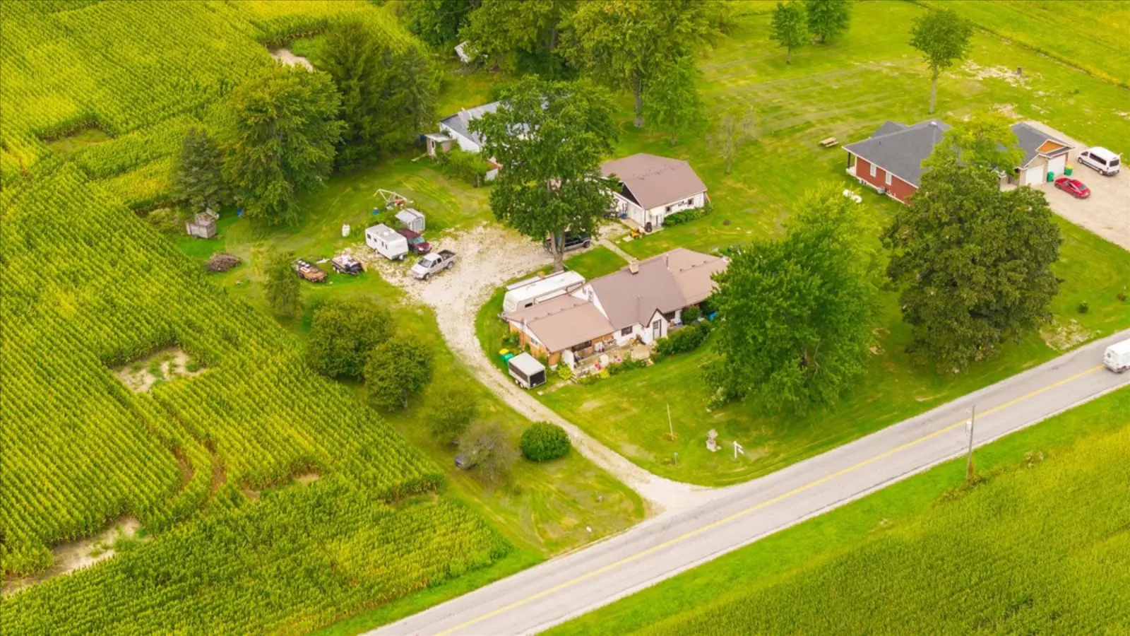 The property along the road from the air