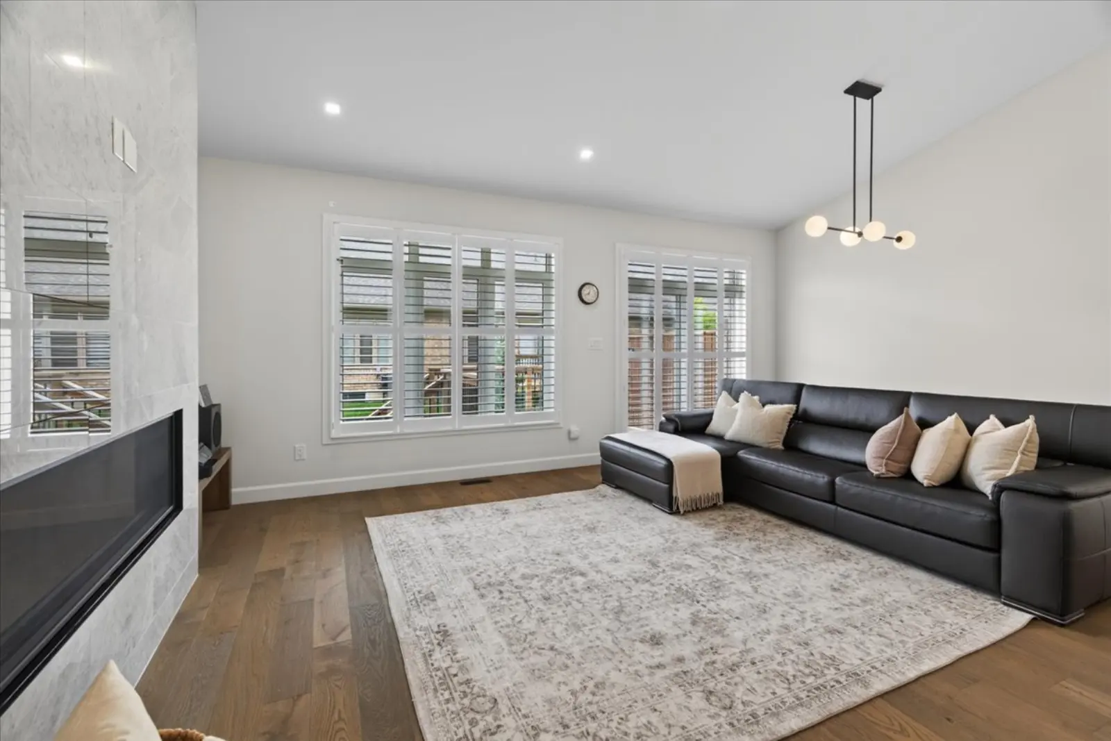 Great room with shuttered windows