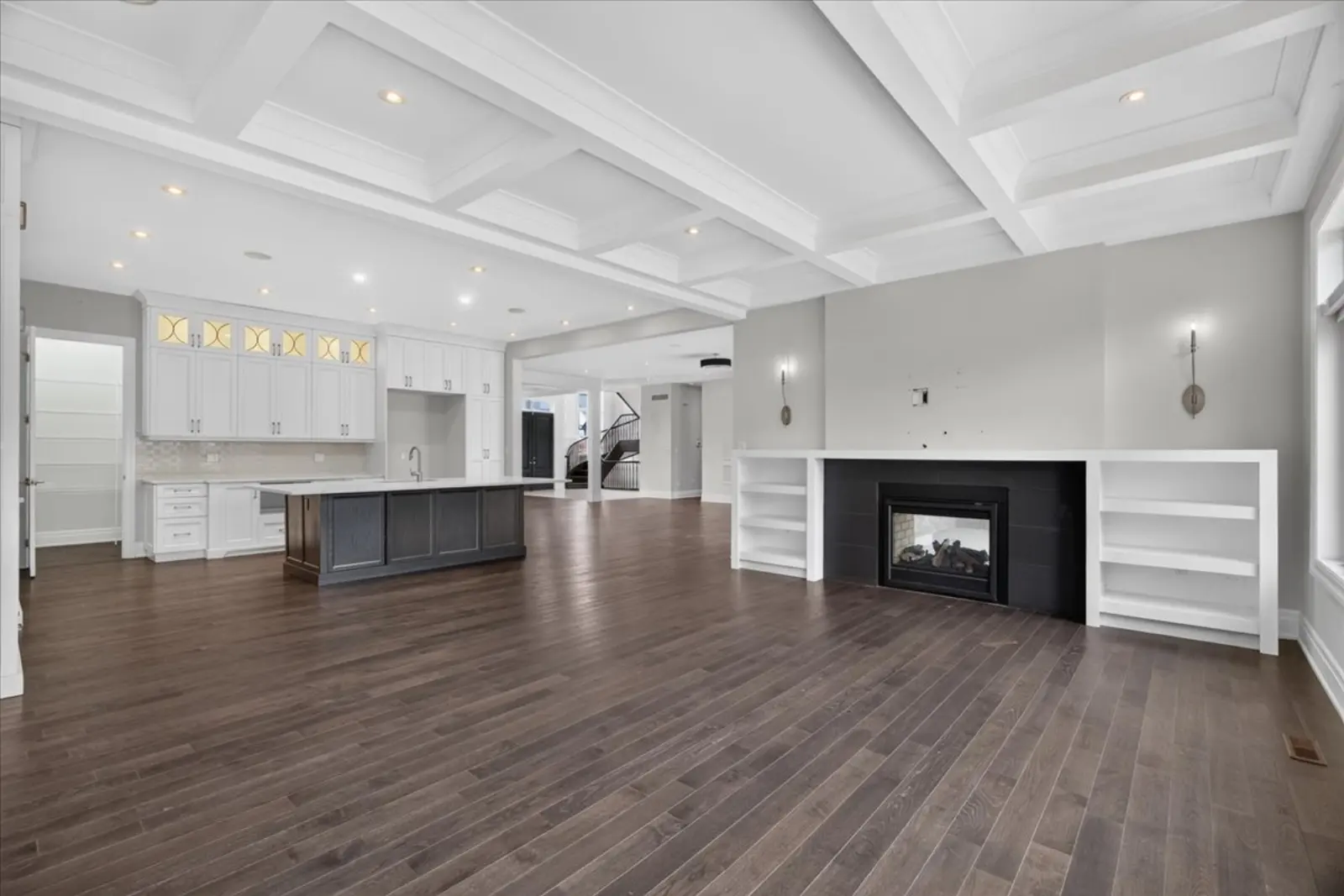Kitchen opening to the family room