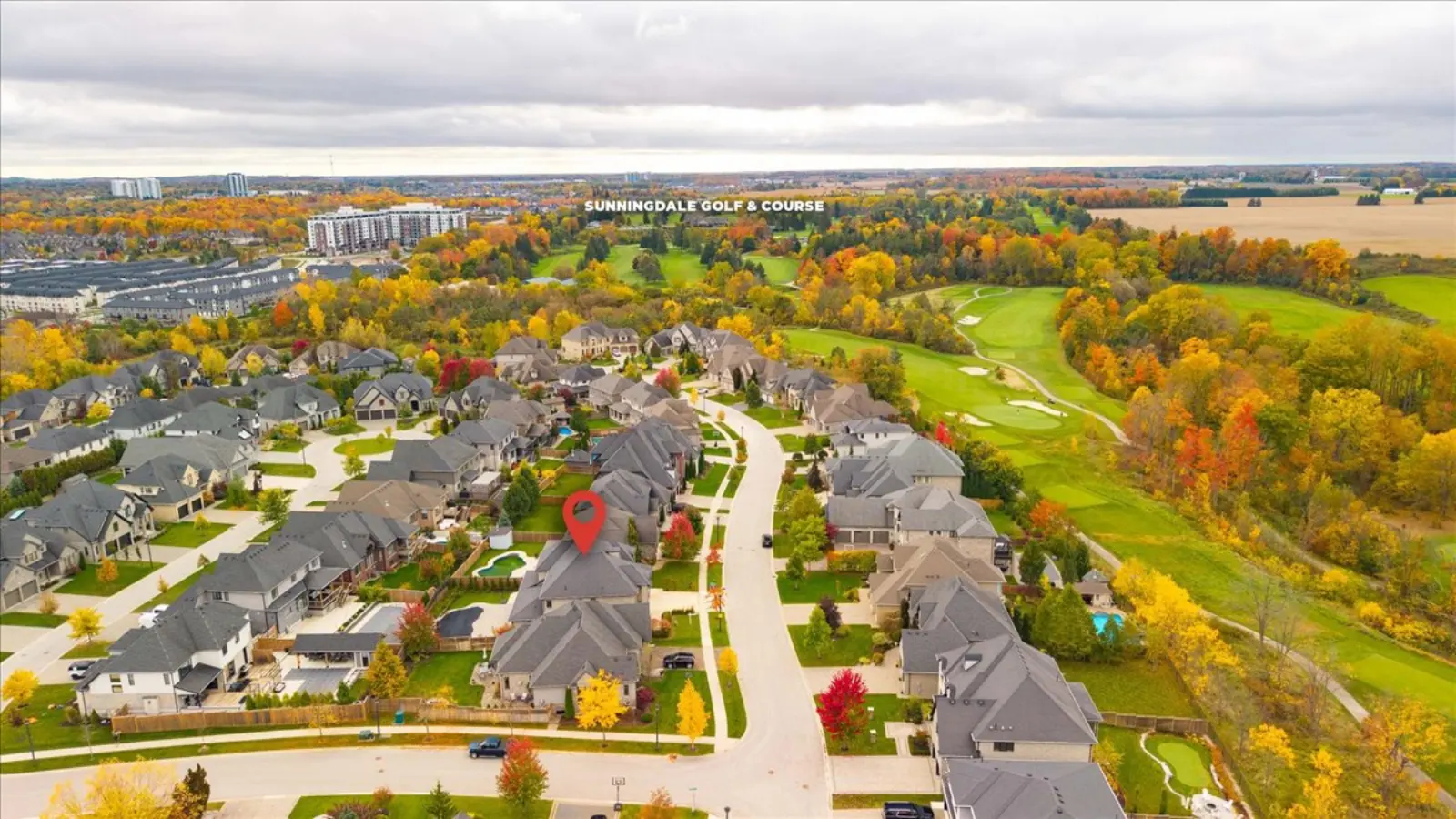 The neighbourhood from the air in the fall