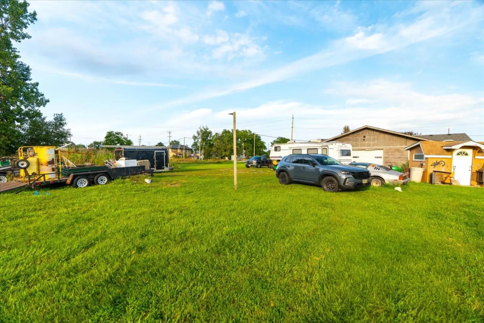 Parking area beside the building