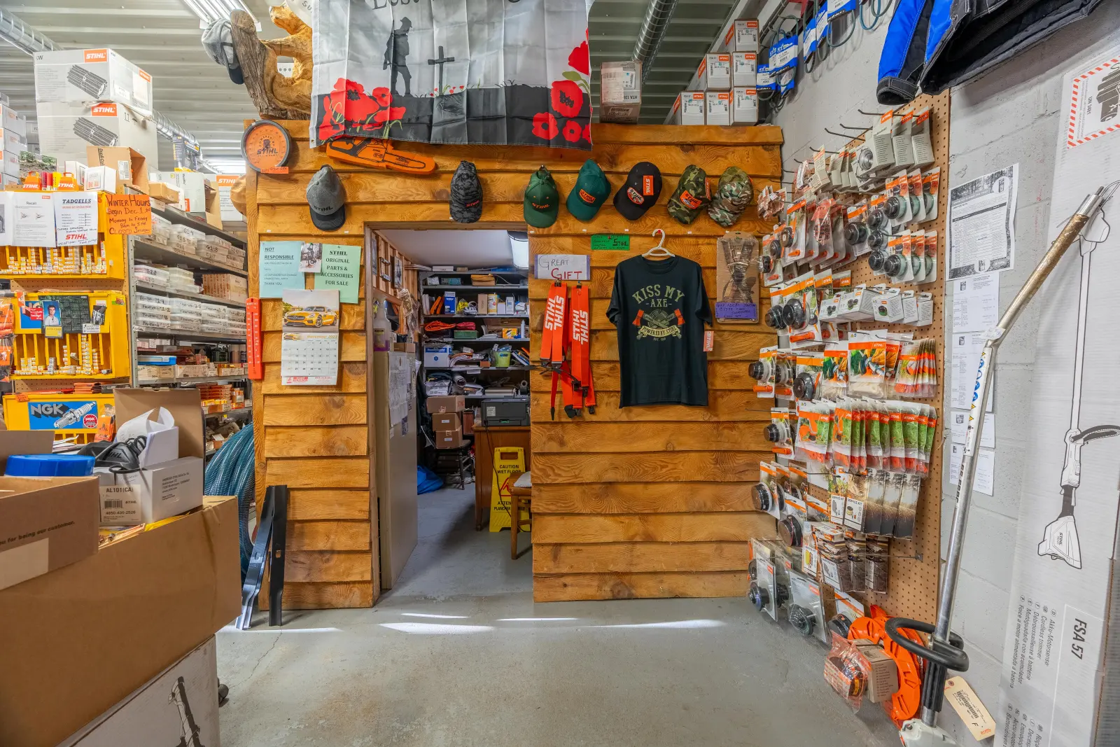 Wood-panelled counter area