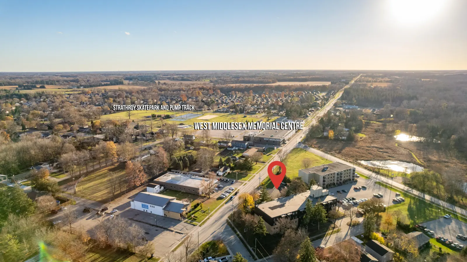 The property and Strathroy from the air