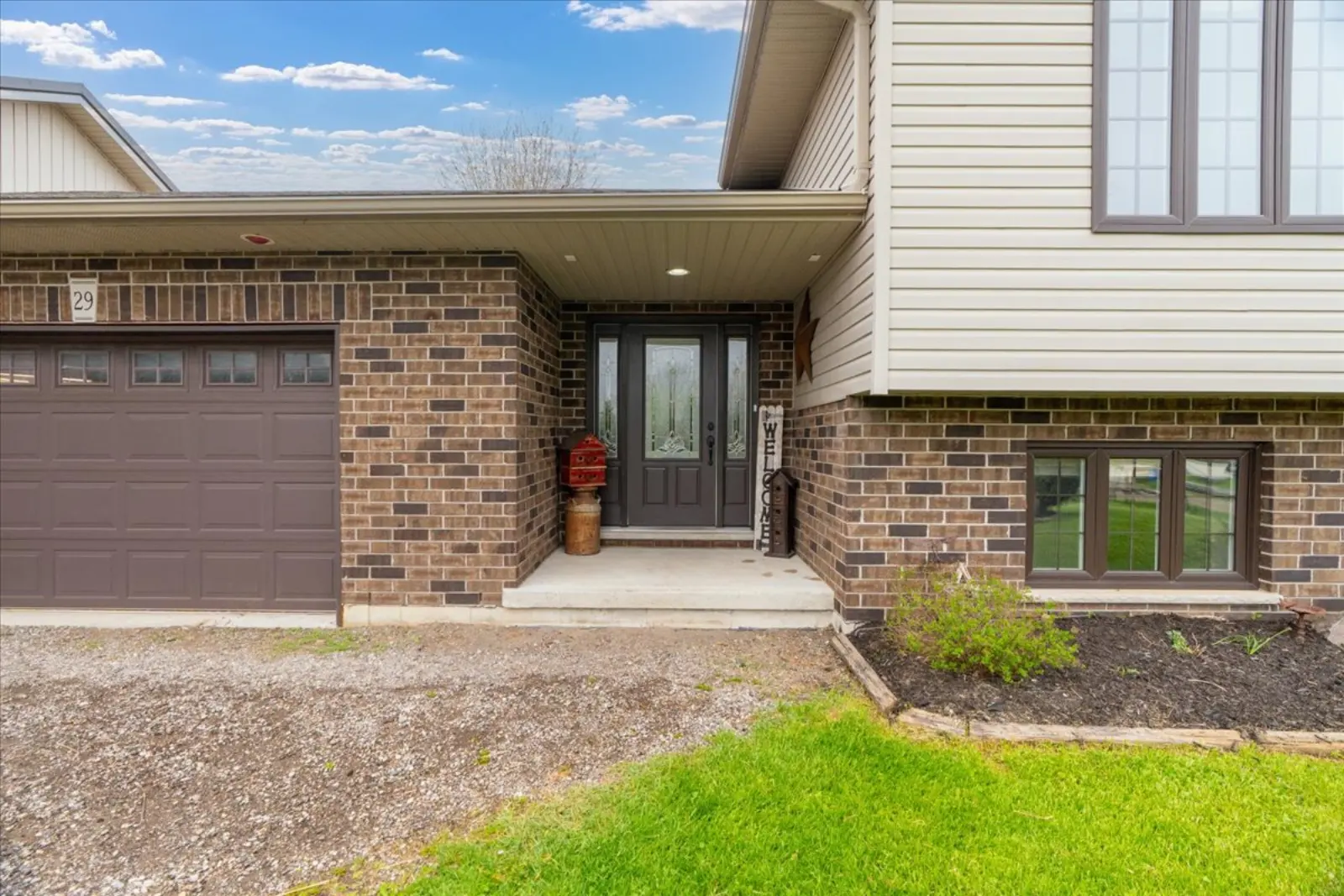 Front door and garage