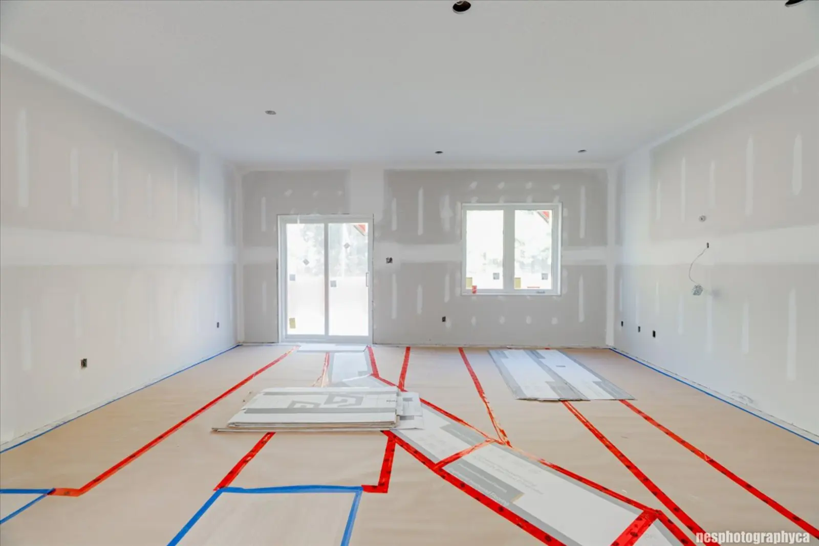 Living area with patio doors