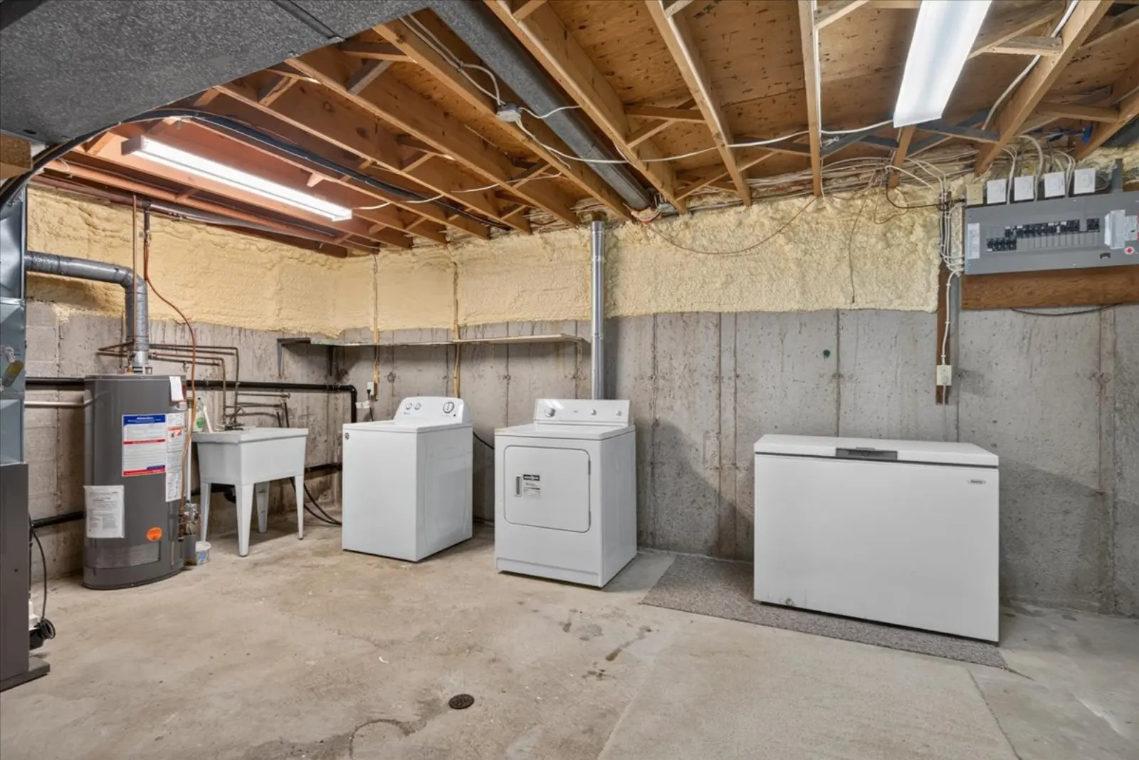 Laundry area in the basement