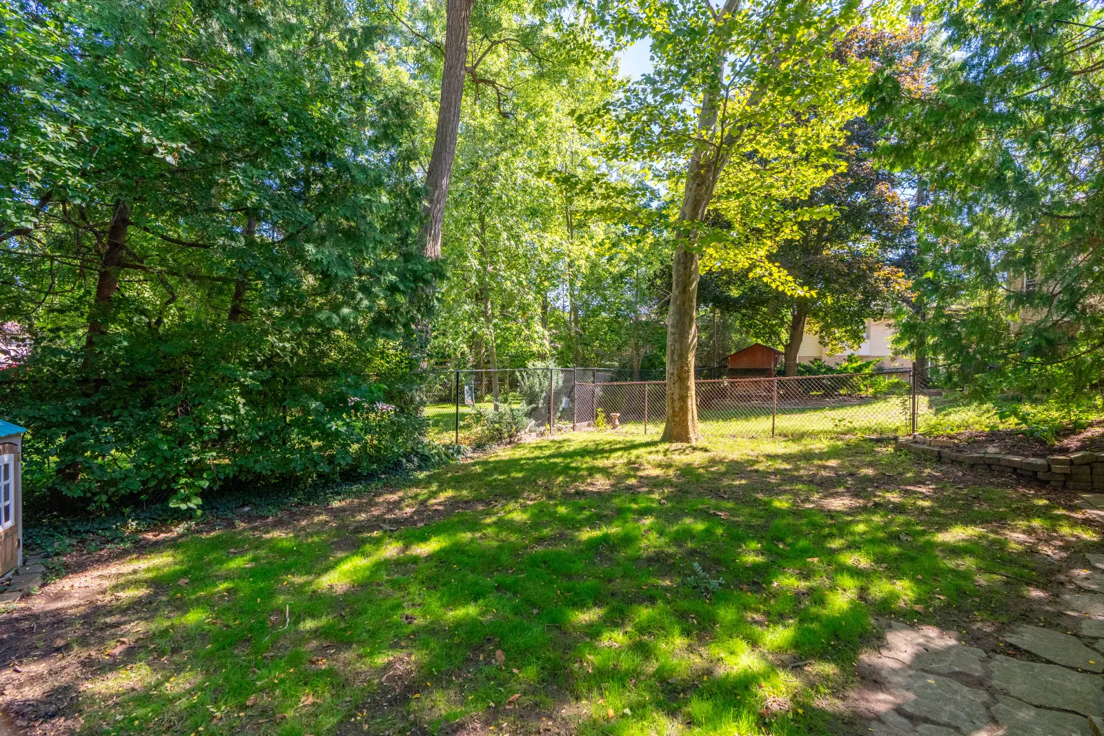 Backyard with mature trees