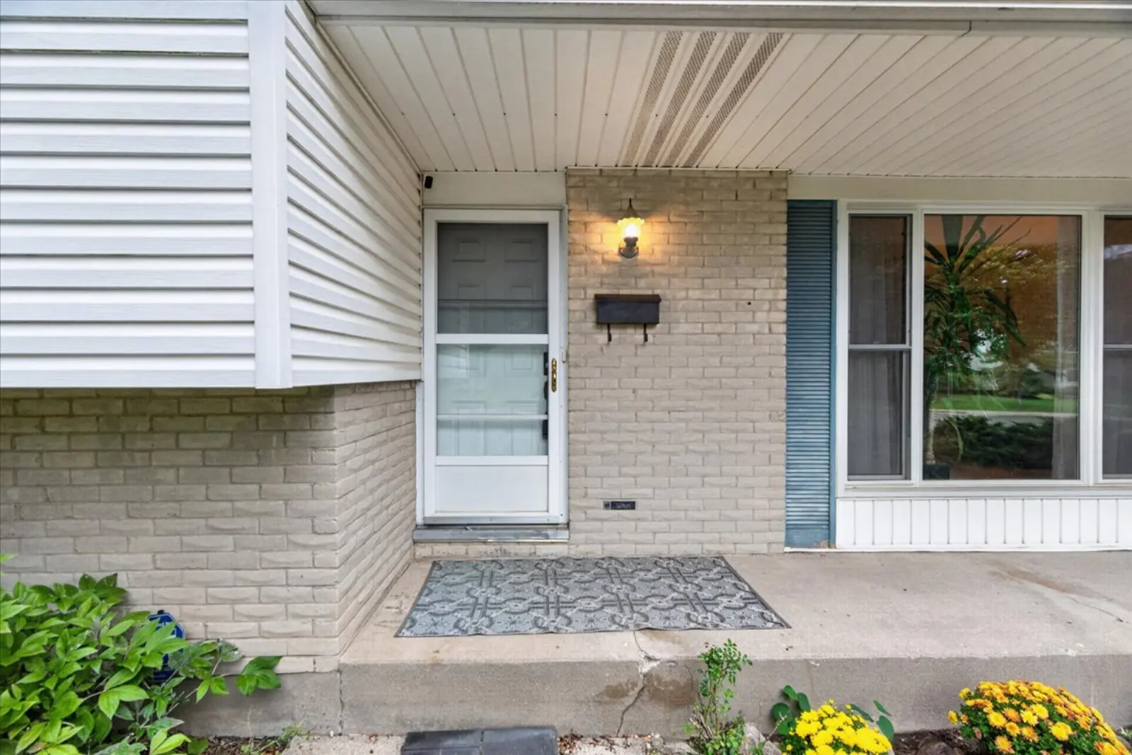Front door under the overhang