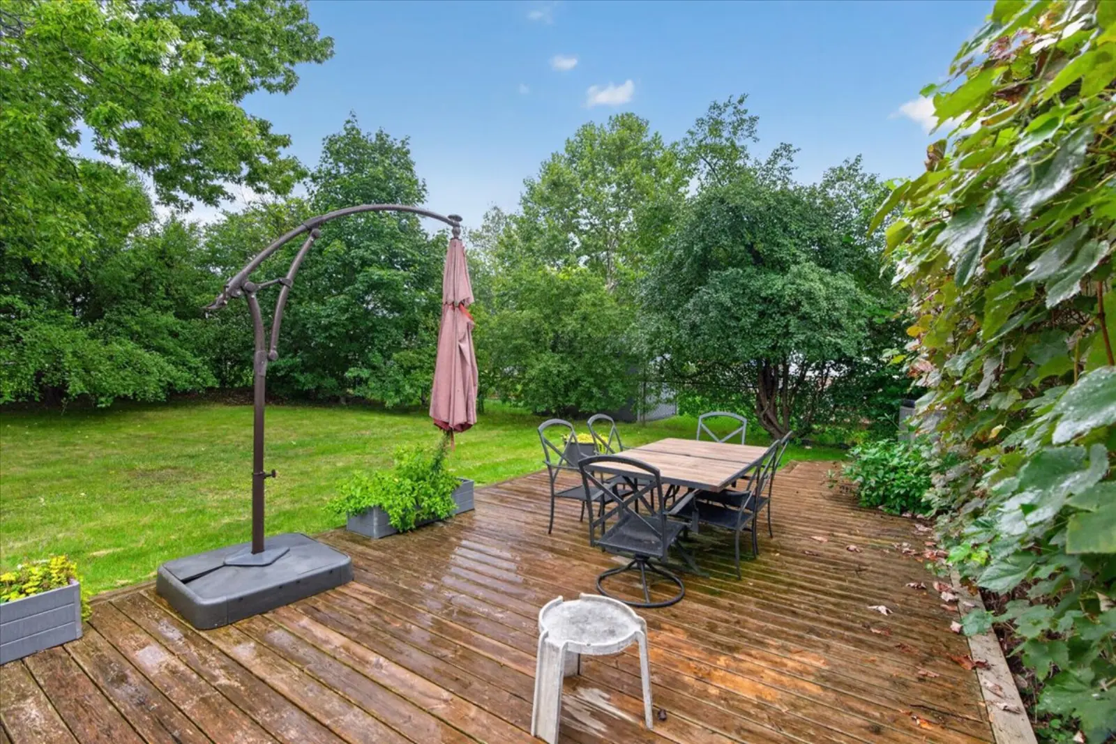 Deck with a patio table