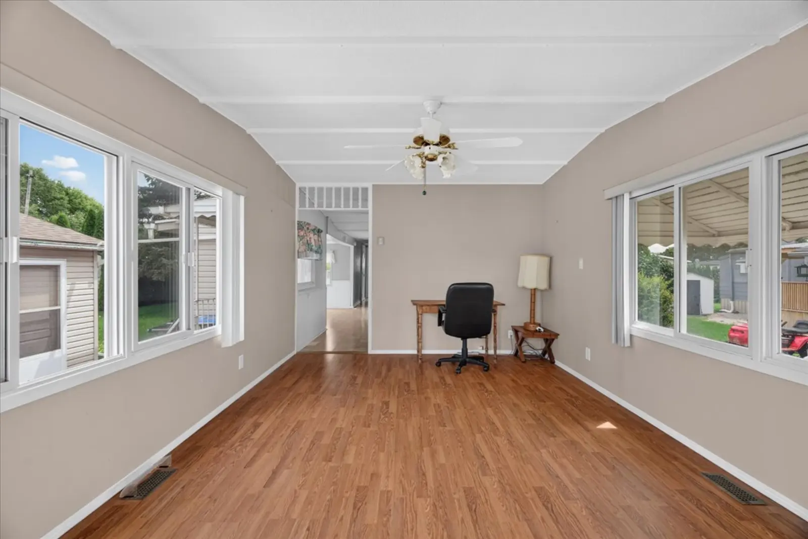 Living room with wood-look flooring