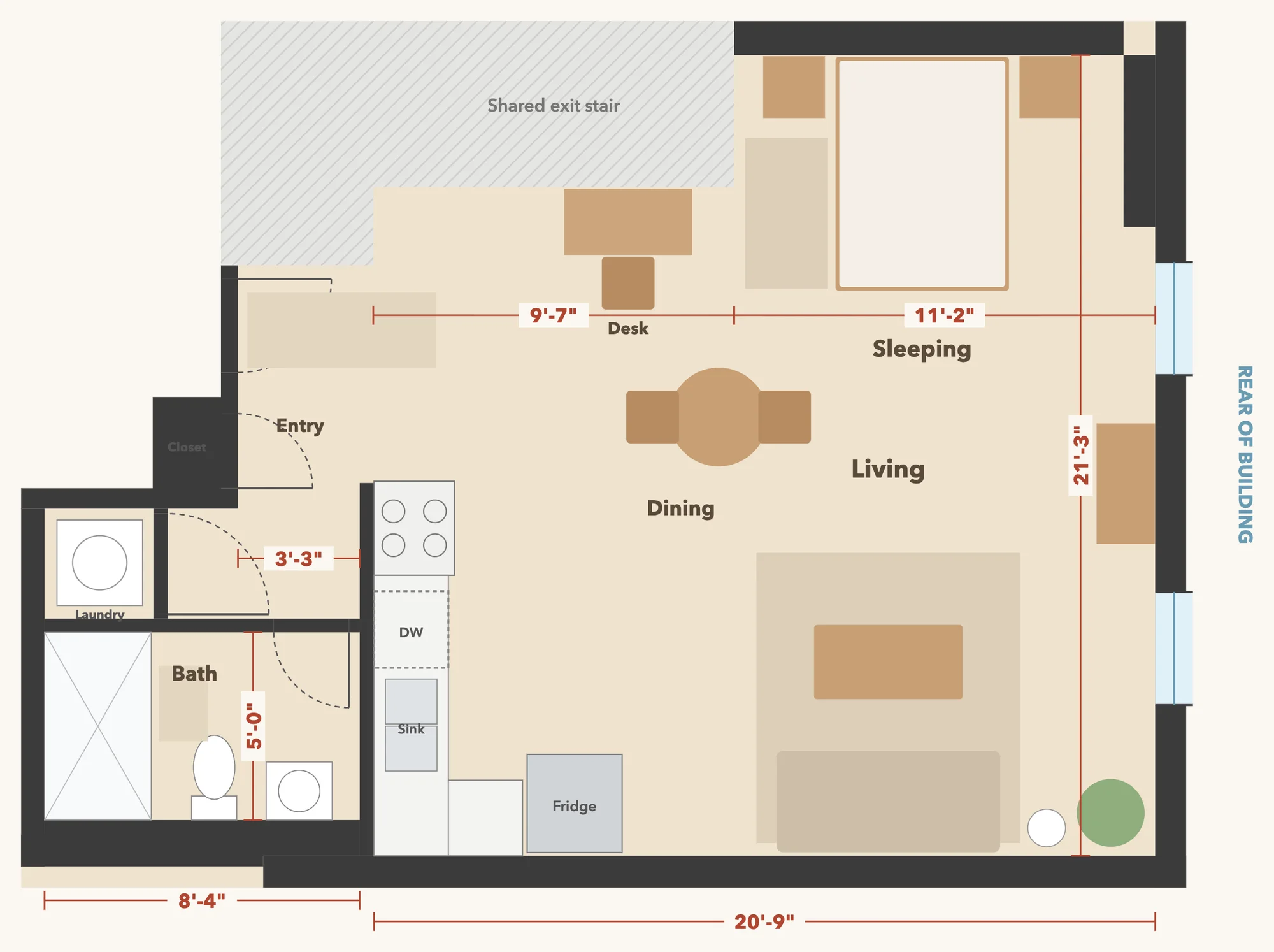 Home 3 floor plan · about 510 sq ft inside the walls