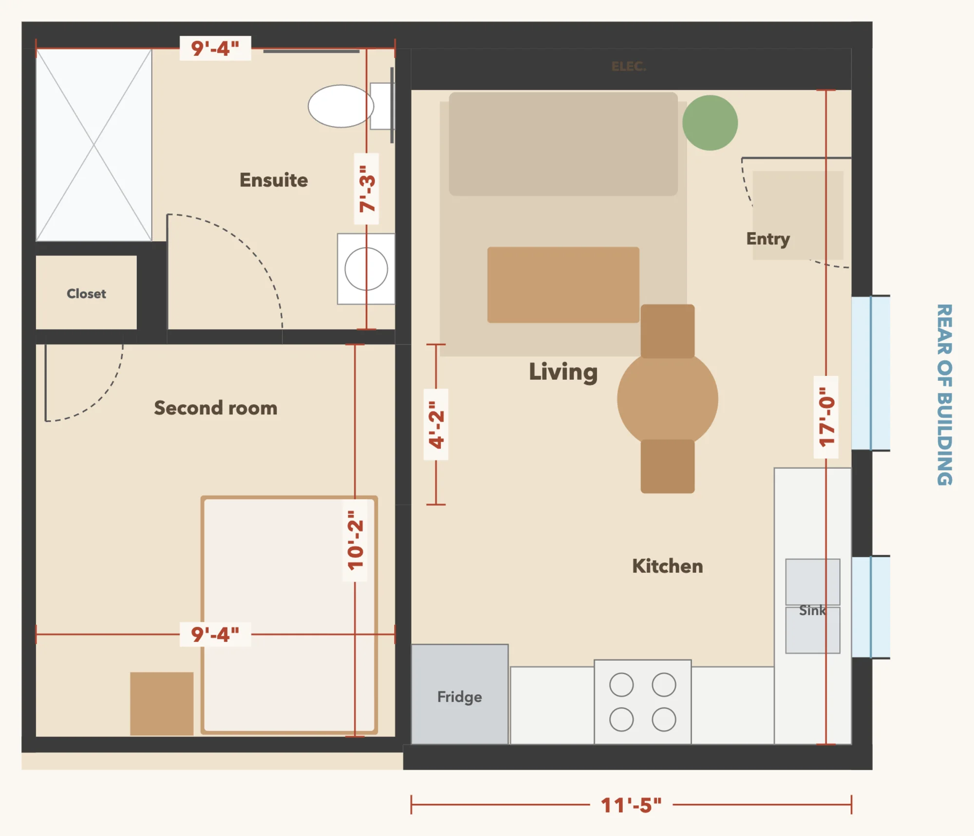 Home 5 floor plan · about 365 sq ft inside the walls